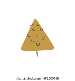 Vector hand drawn isolated element, Christmas tree. Simple modern design, scandinavian style. For holiday cards, decorations, templates. Part of a large winter collection.