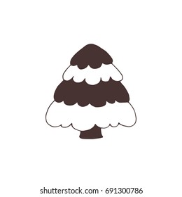 Vector hand drawn isolated element, Christmas tree. Simple modern design, scandinavian style. For holiday cards, decorations, templates. Part of a large winter collection.