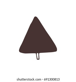 Vector hand drawn isolated element, Christmas tree. Simple modern design, scandinavian style. For holiday cards, decorations, templates. Part of a large winter collection.