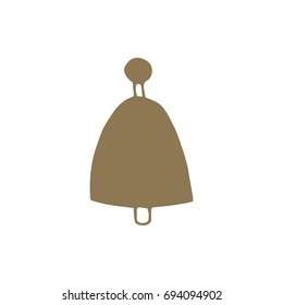 Vector hand drawn isolated element, bell. Traditional element of winter holidays. Christmas and New Year decoration. Simple modern design, scandinavian style. Part of a large winter collection.