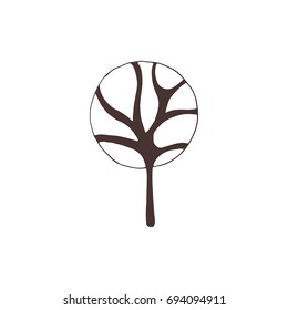 Vector hand drawn isolated element, winter tree. Simple modern design, scandinavian style. For holiday cards, decorations, templates. Part of a large winter collection.