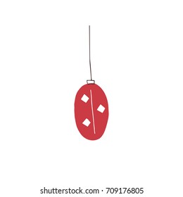 Vector hand drawn isolated element, ball, Christmas tree decoration. Simple modern design, scandinavian style. For holiday cards, decorations, templates. Part of a large winter collection.
