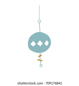 Vector hand drawn isolated element, ball, Christmas tree decoration. Simple modern design, scandinavian style. For holiday cards, decorations, templates. Part of a large winter collection.