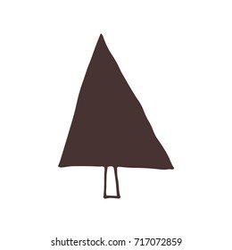 Vector hand drawn isolated element, Christmas tree. Simple modern design, scandinavian style. For holiday cards, decorations, templates. Part of a large winter collection.