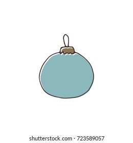 Vector hand drawn isolated element, ball, Christmas tree decoration. Simple modern design, scandinavian style. For holiday cards, decorations, templates. Part of a large winter collection.