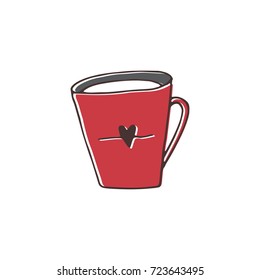 Vector hand drawn isolated element, cute cup. Simple modern design, scandinavian style. For holiday cards, decorations, templates. Part of a large winter collection.