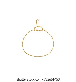 Vector hand drawn isolated element, ball, Christmas tree decoration. Simple modern design. For holiday cards, decorations, templates.