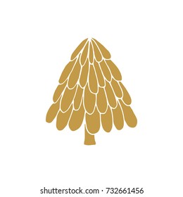 Vector hand drawn isolated element, Christmas tree. Simple modern design, scandinavian style. For holiday cards, decorations, templates.