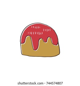 Vector hand drawn isolated element, cute cake. Simple modern design, scandinavian style. For holiday cards, decorations, bakery templates. Part of a large winter collection.