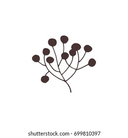 Vector hand drawn isolated floral elements, a bunch of berries. Simple modern design, scandinavian style. For holiday cards, decorations, templates. Part of a large winter collection.