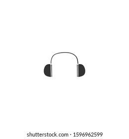 Vector hand drawn isolated icon, headphones. Music logo element. For business identity and branding, for music shops and cafe, sound record studios, for musicians, djs and singers.