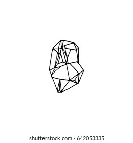 Vector hand drawn isolated illustration of natural mineral crystal in monochrome on white. Great for background, website, stickers, wallpapers, textile print & any your design