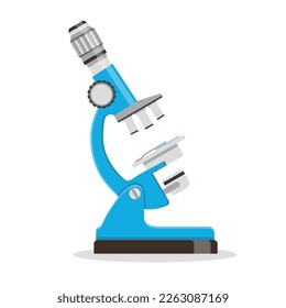 Vector hand drawn Isolated image of microscope in flat style with outline. Icon.