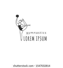 Vector hand drawn isolated logo template with a gymnast woman. Professional sport. For websites and mobile applications. For sports schools and courses.