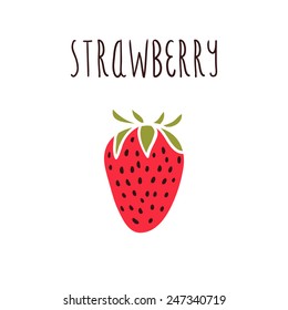 Vector hand drawn isolated strawberry with the inscription