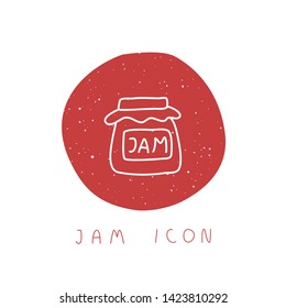 Vector hand drawn jam icon for culinary project, blog or logo. Minimalistic culinary stories template