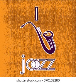 Vector hand drawn jazz music poster with saxophone on ripped background