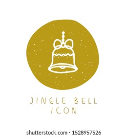 Vector hand drawn jingle bell icon for party, festival, blog or logo. Minimalistic New Year and Christmas stories template