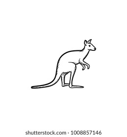 Vector hand drawn Kangaroo outline doodle icon. Kangaroo sketch illustration for print, web, mobile and infographics isolated on white background.