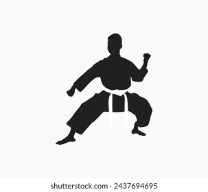  vector hand drawn karate or  martial arts  silhouette set