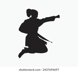  vector hand drawn karate or  martial arts  silhouette set
