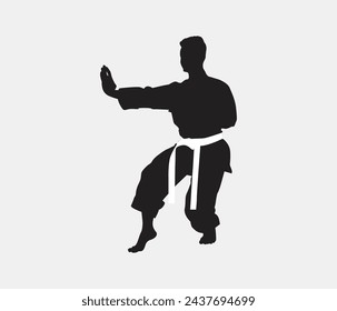  vector hand drawn karate or  martial arts  silhouette set