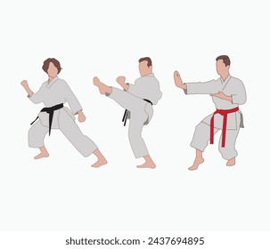  vector hand drawn karate or  martial arts  line art illustration