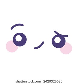 Vector hand drawn kawaii face illustration.