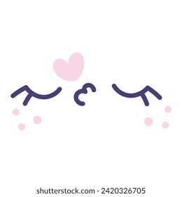 Vector hand drawn kawaii face illustration.