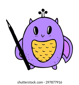 vector hand drawn kawaii owl