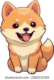 vector hand drawn kawaii shiba inu dog illustrations