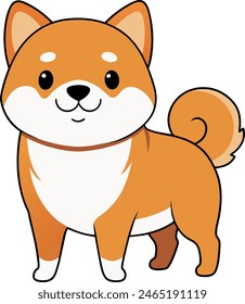 Vector dibujado a mano kawaii shiba inu perro ilustración aislado