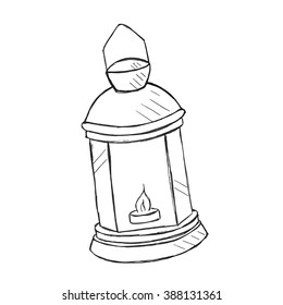 Vector hand drawn kerosene lamp, doodle style