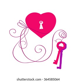 Vector hand drawn key to heart