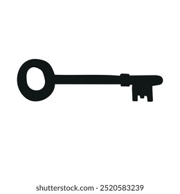 Vector hand drawn key silhouette isolated on white background