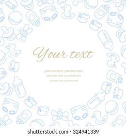 Vector hand drawn kids template for boy. Kids frame. Kids doodle background.