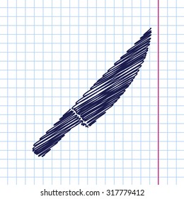 Vector hand drawn knife icon on copybook 