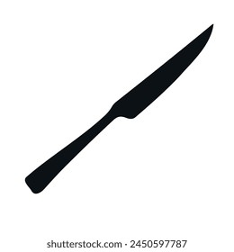 Vector hand drawn knife silhouette isolated on white background