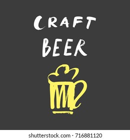 Vector hand drawn label "Craft beer".