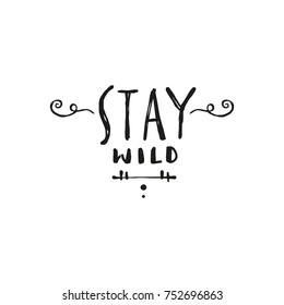 Vector hand drawn label, ink, hippie style, branches, wild, logo. Elements for design, print, postcard and other.