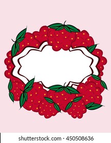 Vector hand drawn label raspberry. 