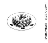 Vector hand drawn lasagna. Dishes of Italian cuisine. Detailed retro style Illustration. Vintage sketch element for labels, packaging and cards design. Modern background.