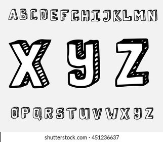vector hand drawn latin font