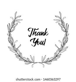 Vector hand drawn laurel wreath isolated on white. Vintage rustic decorative round frame of leaves and branches. Perfect for wedding stationery, invitation, greeting, quote, social media, rsvp, poster