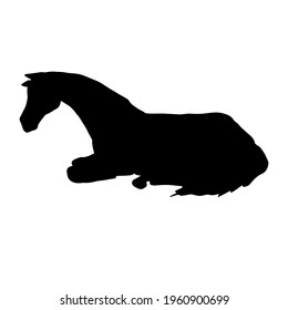 Vector hand drawn laying horse silhouette isolated on white background