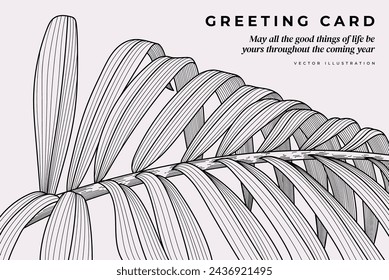 Vector hand drawn | Leaf illustration | Greeting card | Line art style