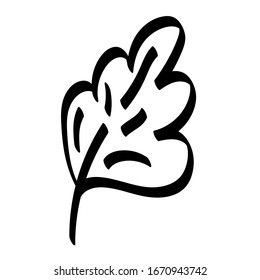 Vector hand drawn leaf on white background, doodle floral element, outline isolated