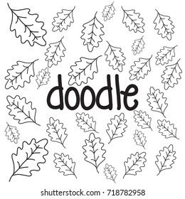 vector Hand drawn of leaves doodle