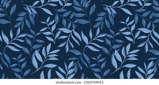 Vector hand drawn leaves  intertwined in a seamless pattern. Abstract, modern, creative, artistic, colorful, tropical leaves.  Template for design, textile, fashion, print, surface design