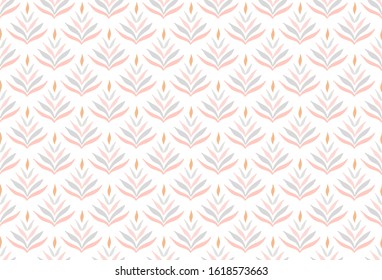 Vector hand drawn leaves seamless pattern. Abstract trendy floral background. Repeatable texture.